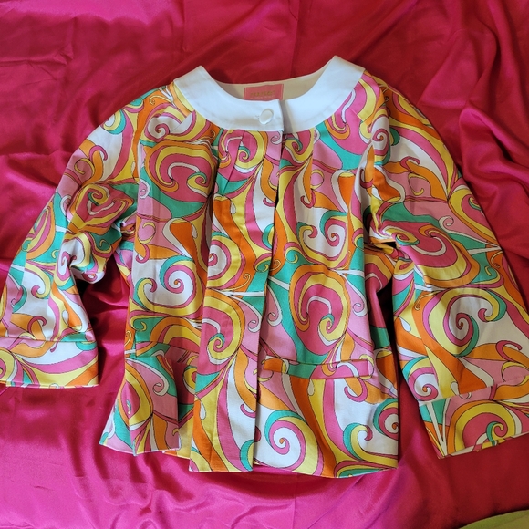 Perfect by Carson Kressley Jackets & Blazers - Perfect by Carson Kressley 60's Inspired Mod Pink & Green Swirl Jacket 2X ~ HP!